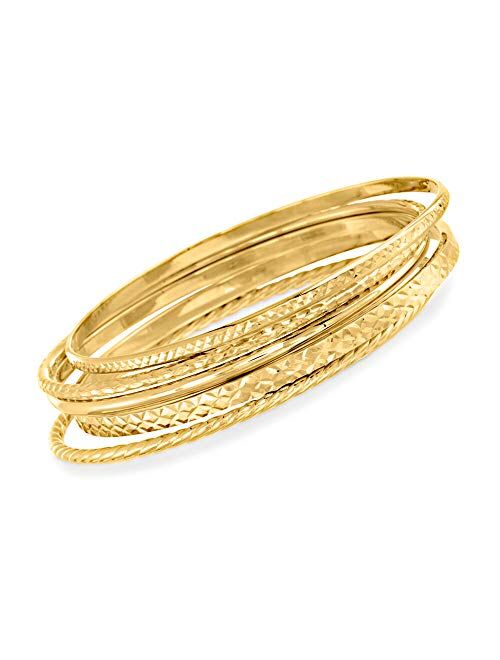 Ross-Simons 18kt Gold Over Sterling Jewelry Set: 5 Textured Bangle Bracelets