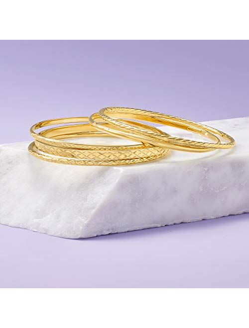 Ross-Simons 18kt Gold Over Sterling Jewelry Set: 5 Textured Bangle Bracelets