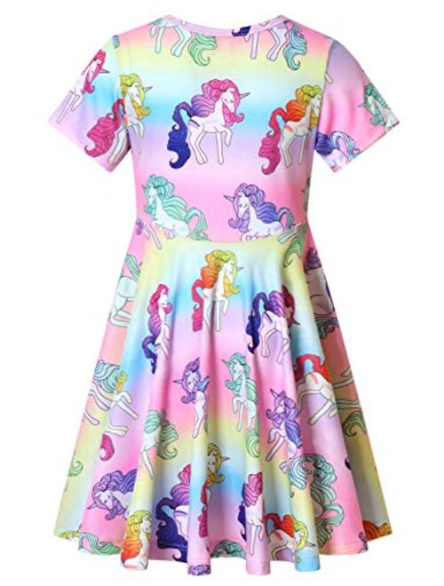 Jxstar Girls Unicorn Dress Mermaid Dresses Kids Twirl Swing Party Outfits