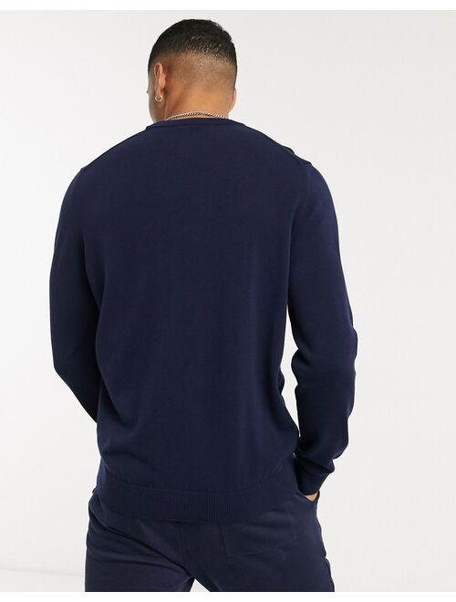 Lacoste logo crewneck knit sweatshirt in navy