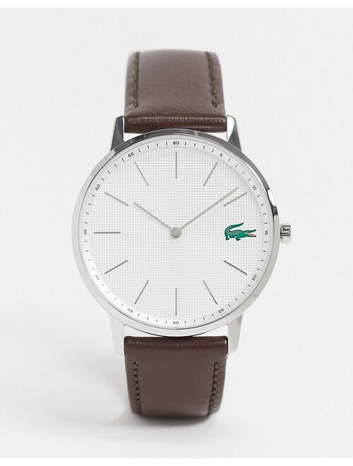 Lacoste Moon leather watch in dark brown