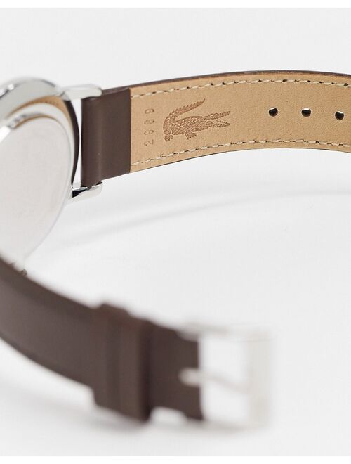 Lacoste Moon leather watch in dark brown
