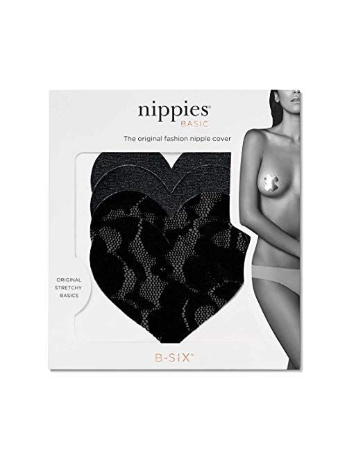 Nippies Women's Black Heart Waterproof Self Adhesive Fabric Nipple Cover Pasties