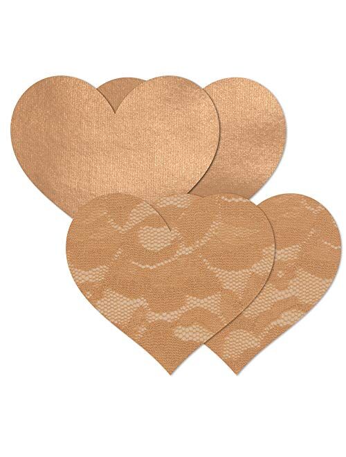 Nippies Women's Tan Caramel Heart Waterproof Self Adhesive Fabric Nipple Cover Pasties