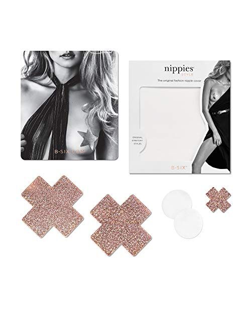 Nippies Style Rose Sparkle Cross Waterproof Self Adhesive Nipple Cover Pasties