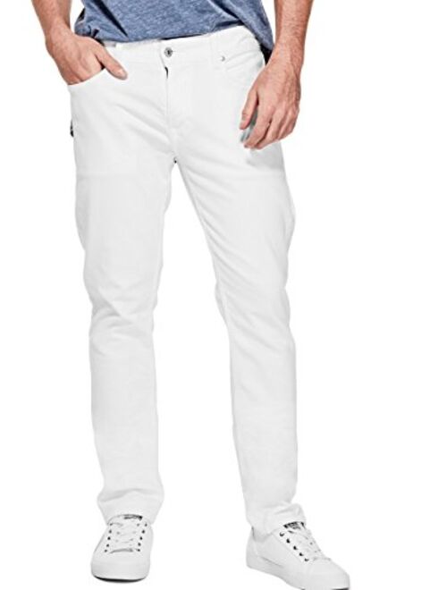 GUESS Men's Mid Rise Slim Fit Tapered Leg Jean