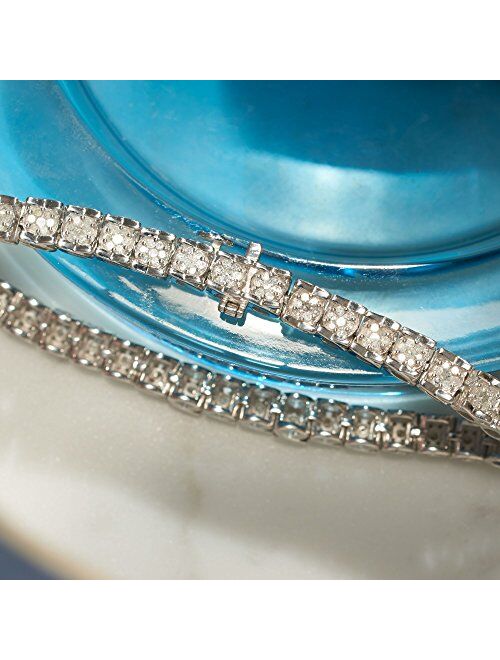 Ross-Simons 2.00 ct. t.w. Diamond Cluster Tennis Bracelet in Sterling Silver