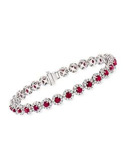 5.50 ct. t.w. Ruby and 3.00 ct. t.w. Diamond Tennis Bracelet in 14kt White Gold