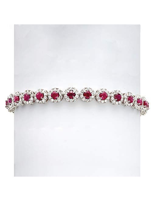 Ross-Simons 5.50 ct. t.w. Ruby and 3.00 ct. t.w. Diamond Tennis Bracelet in 14kt White Gold