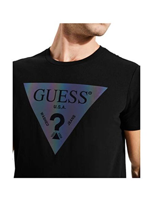 GUESS Men's Iridescent Triangle Logo Tee