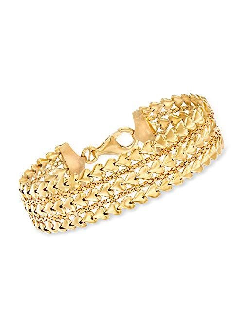 Ross-Simons Italian 18kt Gold Over Sterling Multi-Row Heart Bracelet