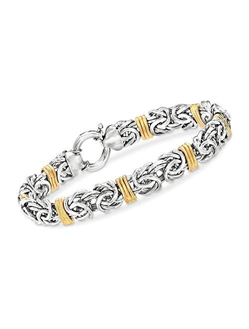 Ross-Simons Byzantine Bracelet in Sterling Silver and 14kt Yellow Gold