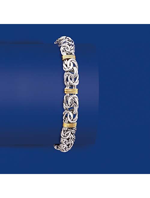 Ross-Simons Byzantine Bracelet in Sterling Silver and 14kt Yellow Gold