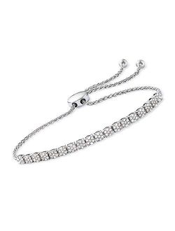 1.00 ct. t.w. Diamond Cluster Bolo Bracelet in Sterling Silver