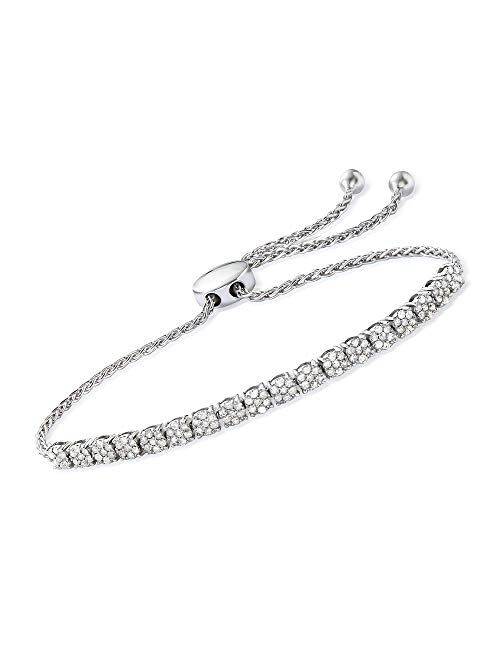 Ross-Simons 1.00 ct. t.w. Diamond Cluster Bolo Bracelet in Sterling Silver