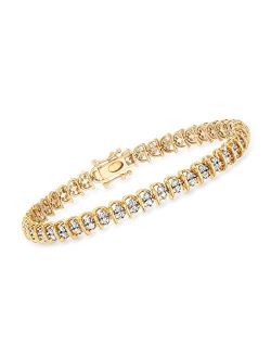 2.00 ct. t.w. Diamond Swirl-Link Tennis Bracelet in 18kt Gold Over Sterling