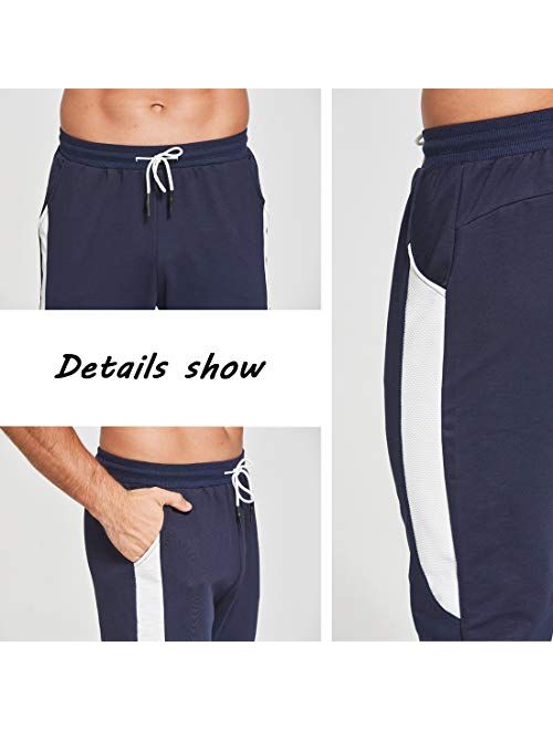 Tansozer Men's Joggers Sweatpants Slim Fit Side Striped Track Pants with Pockets