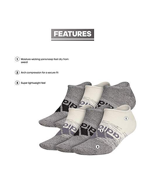 adidas mens Superlite No Show Socks (6-pair)