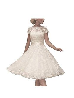 Women's Cocktail Dress Floral Lace Knee Length Short Formal Wedding Bridal Gown