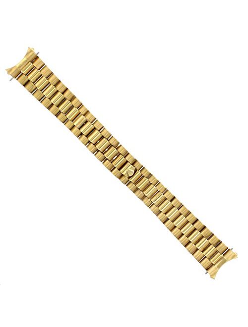 20mm President Style Watch Band Compatible with Men Rolex Datejust 36mm Removeable End Piece Gold Gp