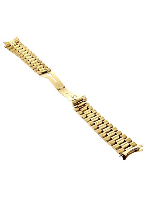 20mm President Style Watch Band Compatible with Men Rolex Datejust 36mm Removeable End Piece Gold Gp