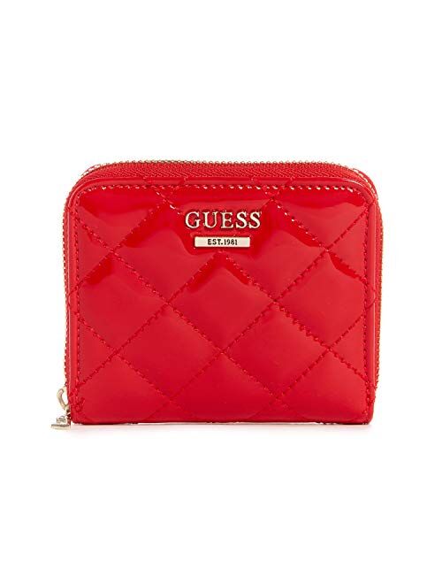 Guess Women's Melise Small Zip Around Suede Wallet - Red