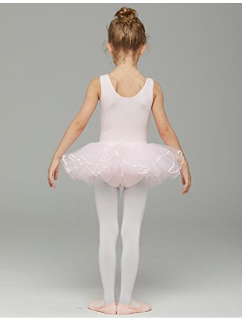 MdnMd Ballet Tutu Leotard Toddler Girls Ballerina Dance Outfit Dress Tutu with Tank V-Neck Ruched Front