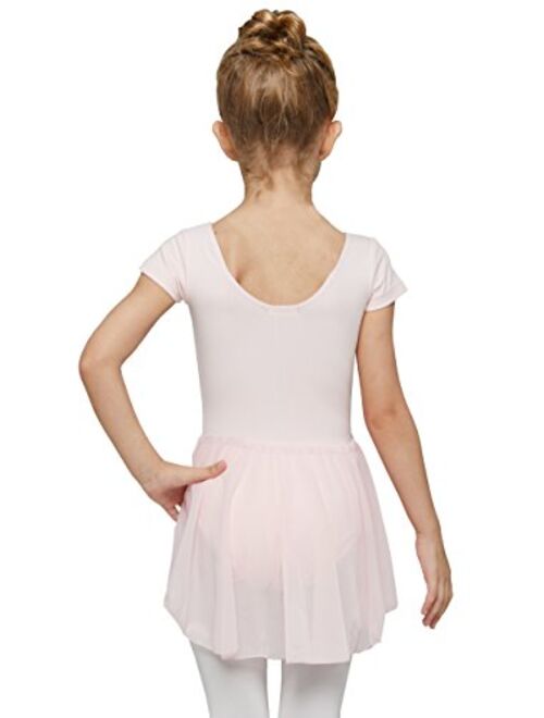 MdnMd Ballet Leotard for Toddler Girls Ballerina Dance Short Sleeve Tutu Skirted Ballet Outfit Dress