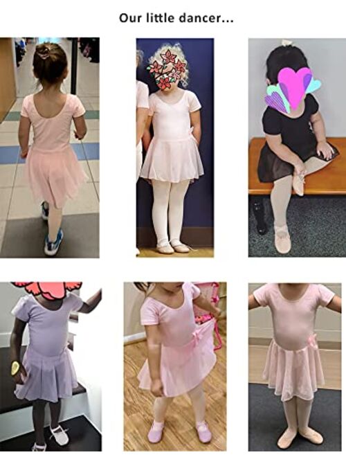MdnMd Ballet Leotard for Toddler Girls Ballerina Dance Short Sleeve Tutu Skirted Ballet Outfit Dress