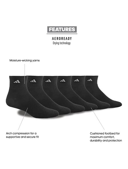 adidas Athletic 6-Pack Quarter Socks