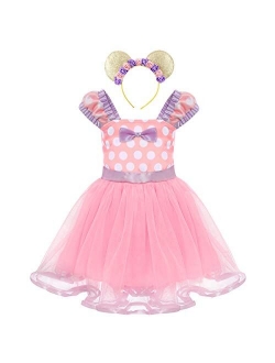 Girls' Polka Dots Princess Party Cosplay Pageant Fancy Costume Tutu Birthday Dress up Ears Headband