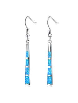 CiNily Dangle Earring-Opal Drop Earrings Silver Plated or Gold Plated Dangle Bar Earrings Opal Jewelry for Women Gems Earrings 2 1/8"