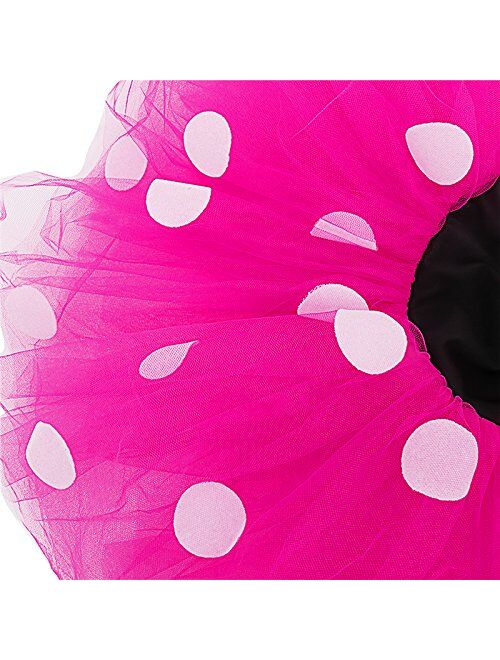 IBTOM CASTLE Baby Girls' Polka Dots Leotard Dresses Fancy Dance Costume Cosplay Tutu Dress up with Ears Headband
