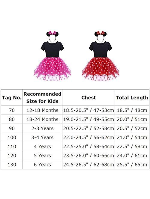 IBTOM CASTLE Baby Girls' Polka Dots Leotard Dresses Fancy Dance Costume Cosplay Tutu Dress up with Ears Headband