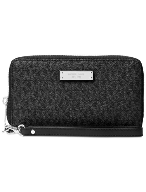 Michael Kors Signature Jet Set Item Large Flat Multi Function Phone Case