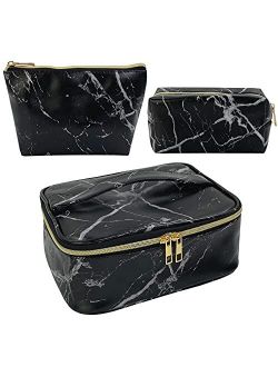 Hibala Makeup Bag Portable Travel Cosmetic Bag Waterproof Organizer Multifunction Case with Zipper Toiletry Bags Handbags for Women (Leopard 3P)