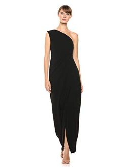 Women's One Shoulder Gown with Waist Ruch