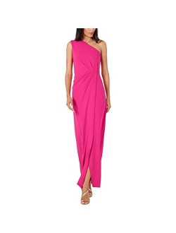 Women's One Shoulder Gown with Waist Ruch