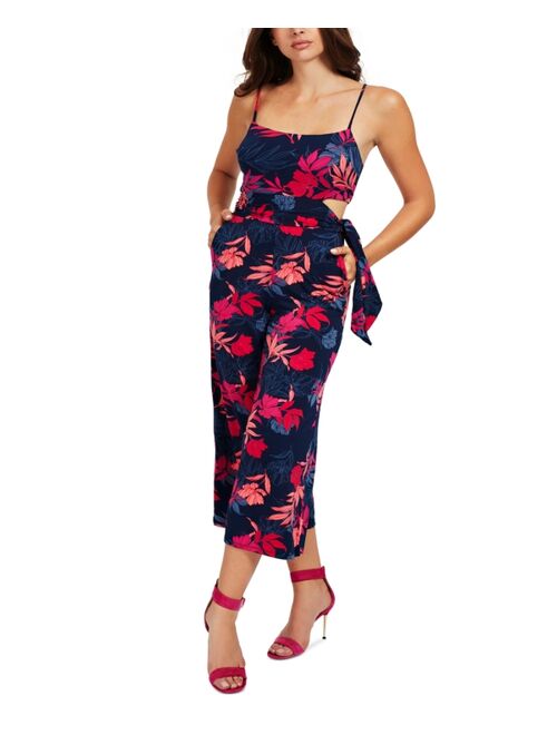 Guess Printed Side-Cutout Sleeveless Jumpsuit