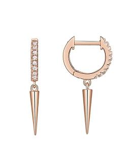 14K Gold Plated S925 Sterling Silver Post Drop/Dangle Huggie Earrings for Women | Dainty Earrings