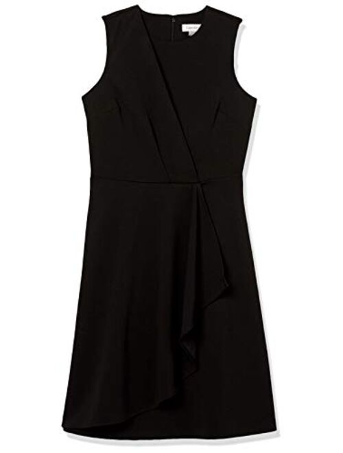 Calvin Klein Women's Sleeveless Dress with Side Pleated Ruffle