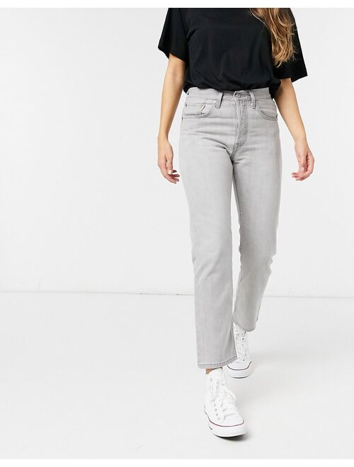 Levi's 501 crop jeans in light gray