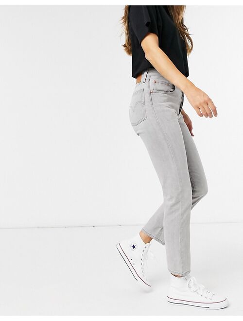 Levi's 501 crop jeans in light gray