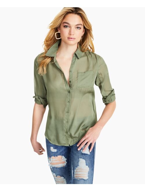 Guess Cleo Solid Tie-Front Top
