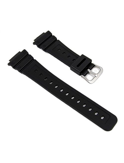 Genuine Replacement for Watch Band 16mm Black Rubber Strap #10410406 Casio DW-5600BB-1, DW-5600BB-1E, DW-D5600P-1E