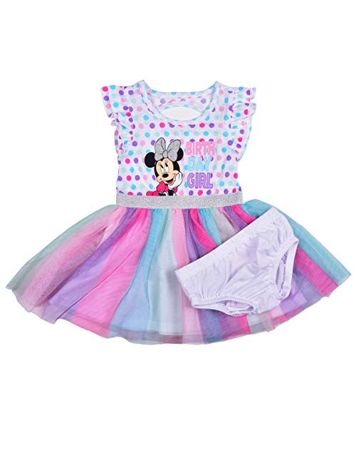 Disney Girl's Minnie Mouse Polka Dot Birthday Girl Dress and Panty Set