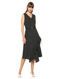 Women's Belted Dress with Ruffles