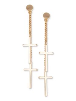 Chain & Cross Front-and-Back Earrings