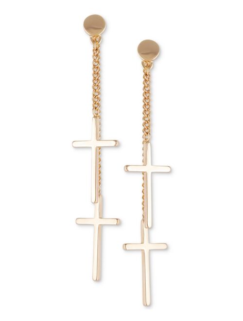 Guess Chain & Cross Front-and-Back Earrings