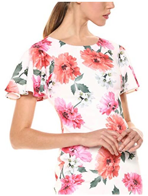 Calvin Klein Women's Short Flounce Sleeved Sheath Dress
